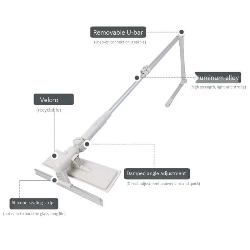 Window Cleaner Glass Cleaning Brush Tool with 180 Squeegee Head Extension Pole for Indoor and Outdoor Windows | Дом и сад
