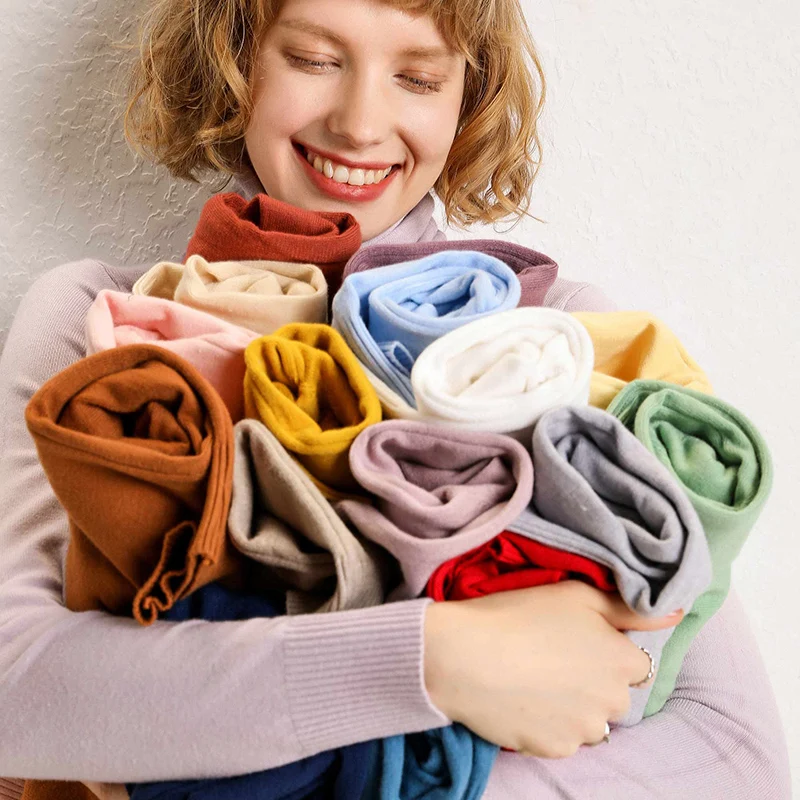 Female Long Sleeve Knitted Elastic Sweater Women Turtleneck Sweaters And Pullovers Ladies Winter Warm Jumper Soft Clothing Tops | Женская