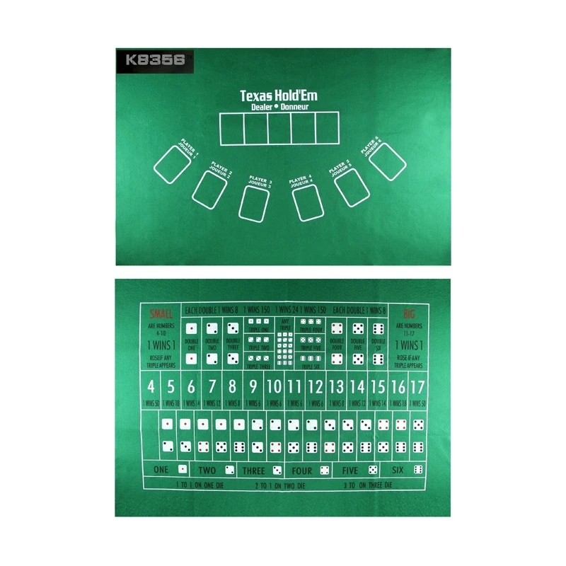 Двухсторонний 60*90 см 5 игроков Baccarat Poker Set Fichas Poker Texas Hold'em покерный стол ткань Fietro войлочная доска ткань