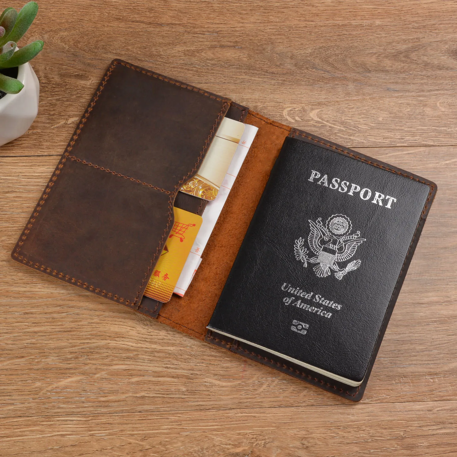 Обложка для паспорта из натуральной кожи бумажник путешествий винтажный Чехол