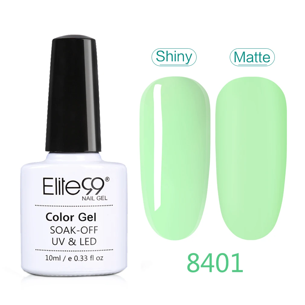8401 Elite99 10 мл зеленый Цвет гель лак для ногтей полу Перманентный лак для ногтей УФ-гель Гибридный лак Эмаль Гель-лак - Цвет: 8401