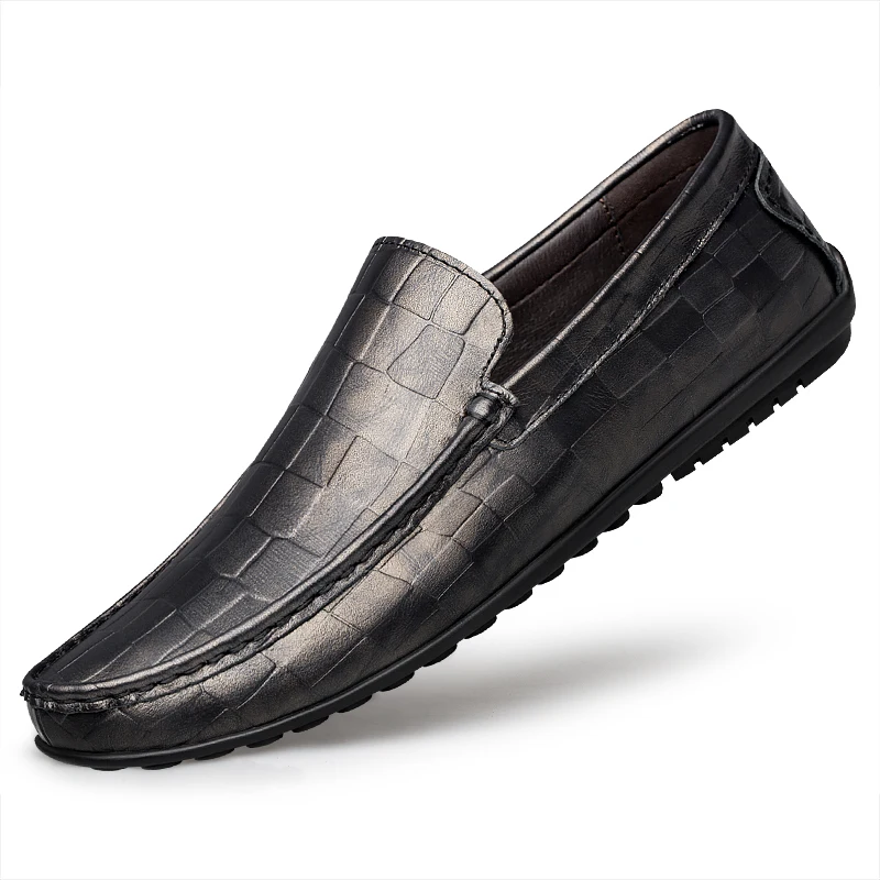 

Мокасины мужские из натуральной кожи, туфли на плоской подошве, без застежки, лоферы, повседневная обувь для вождения