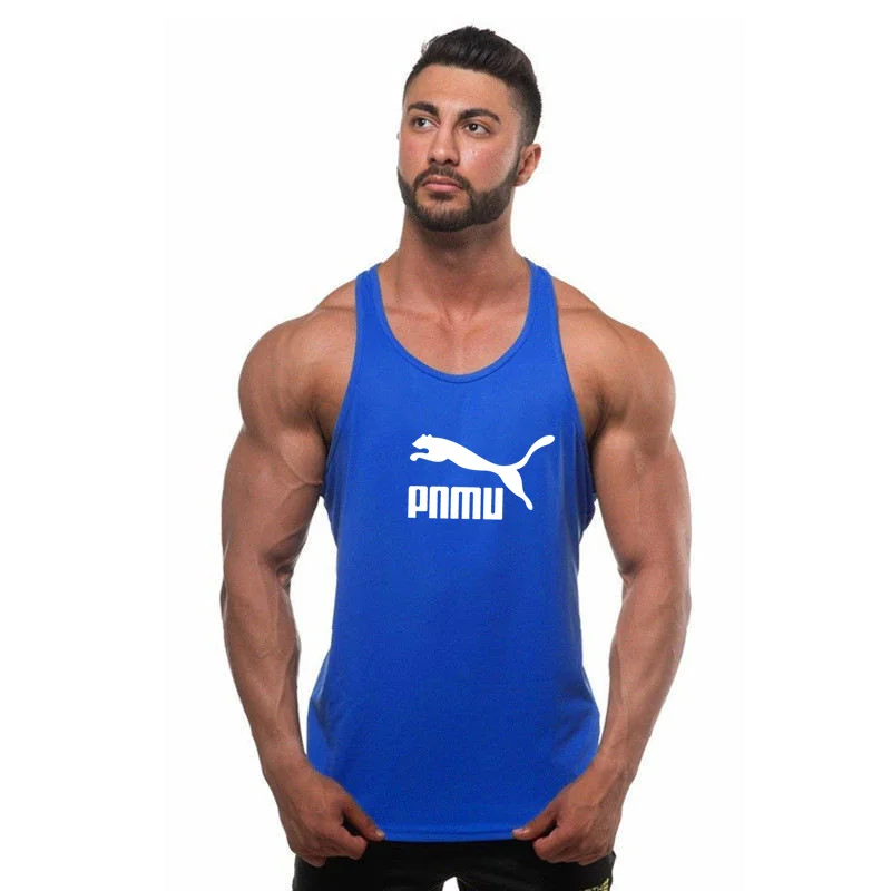 

2020 Mesh printing Summer New Men's Running Sport Vest Fitness Cotton Sports Sleeveless Tank Tops Clothing Gym Clothing
