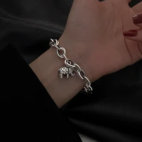 fmily retro fashion 925 sterling silver personality hollow baby elephant bracelet wild hip hop jewelry for girlfriend gifts