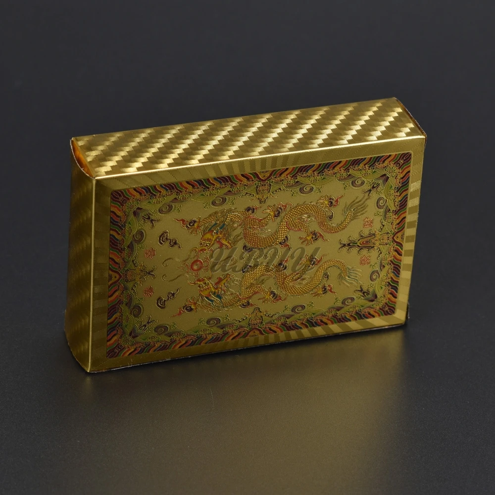 Китайский талисман цветной печати дракон феникс дизайн Золотая игральная карта