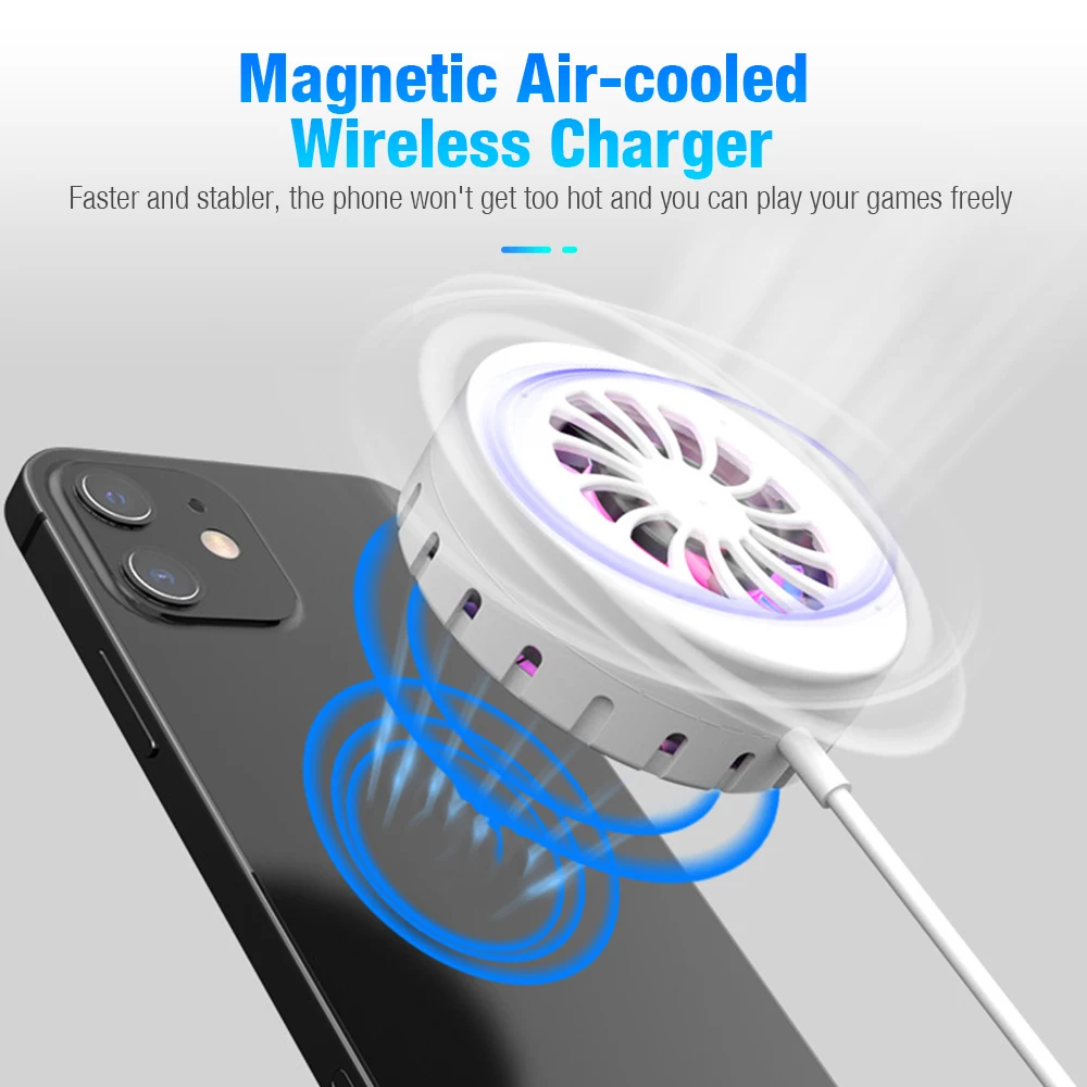 15w magnetic wireless charger with cooler radiator for magsafe iphone 12 13 mini pro max fast wireless charging cooling fan free global shipping