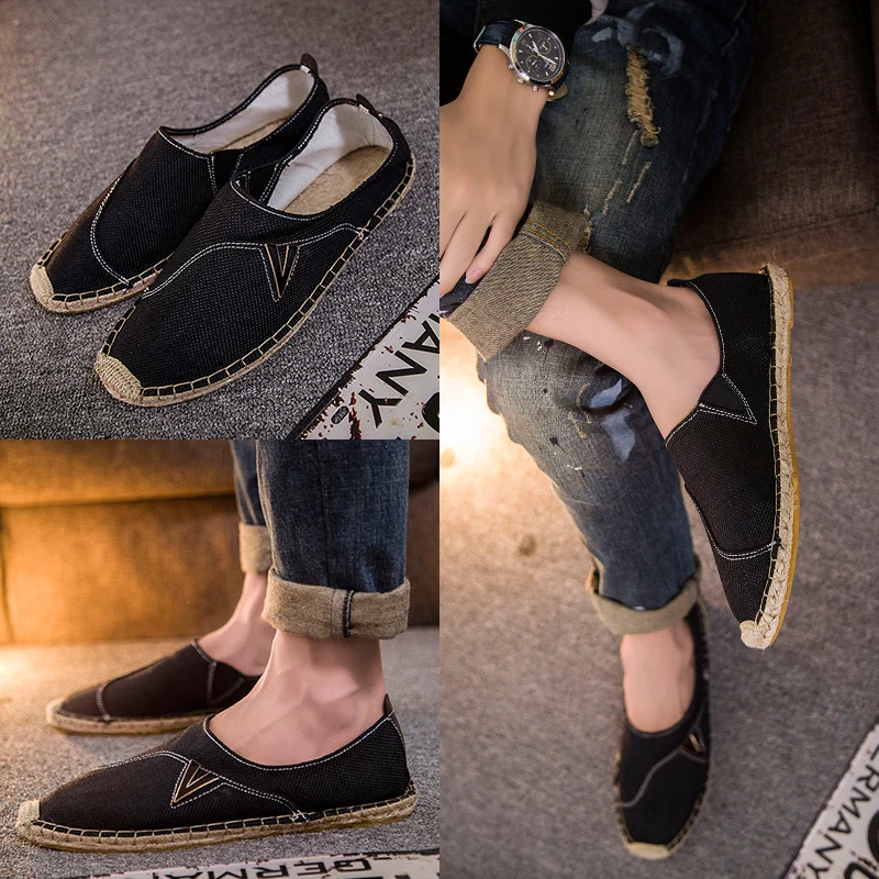 CHANGTU Breathable Linen Casual Men's Shoes Old Beijing Cloth Women Leisure Flat Fisherman Driving couple | Обувь