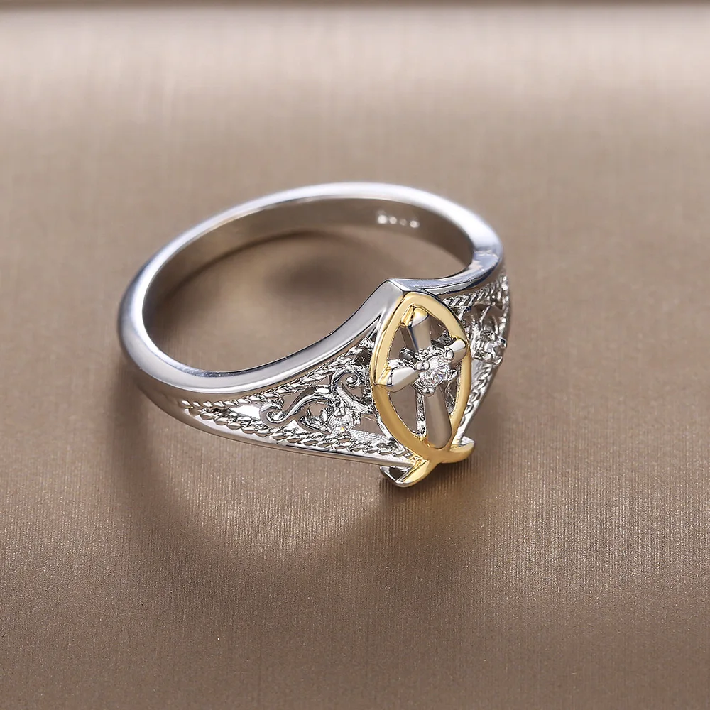 

Popular Selling Creative Cross Two-color Ring European and American Retro Fashion Ladies Gift Rings Party Accessories