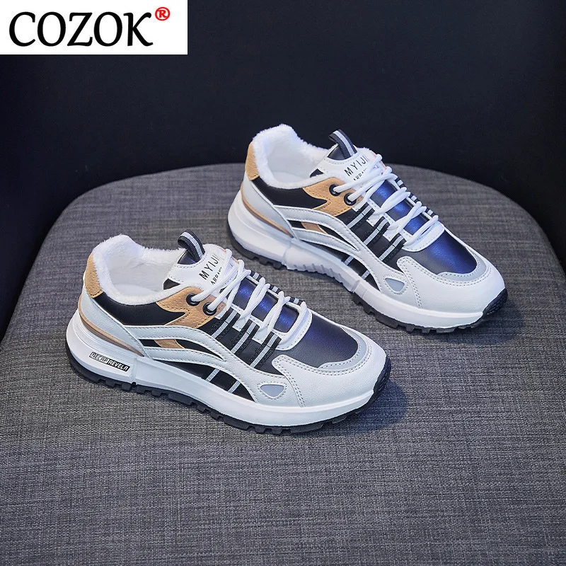 

Женские кроссовки Новая Корейская версия спортивная обувь для девушек высокие теплые кроссовки на толстой подошве для женщин модная униве...