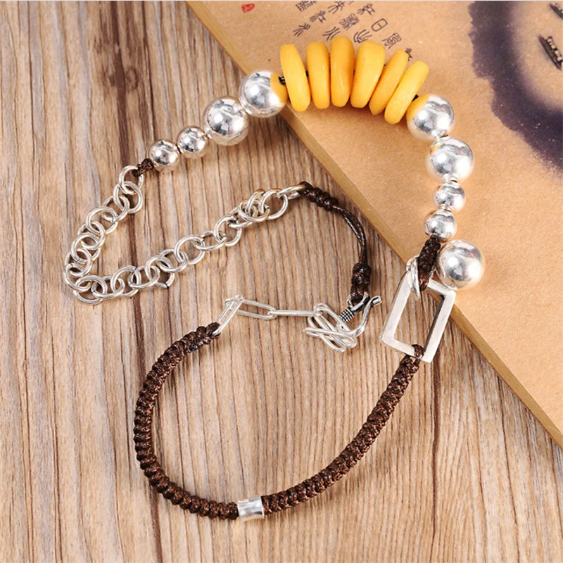 ?? Uglyless天然鶏油アンバーペンダント女性のための非対称ロープピンチェーンネックレス925シルバージュエリー + チェーン