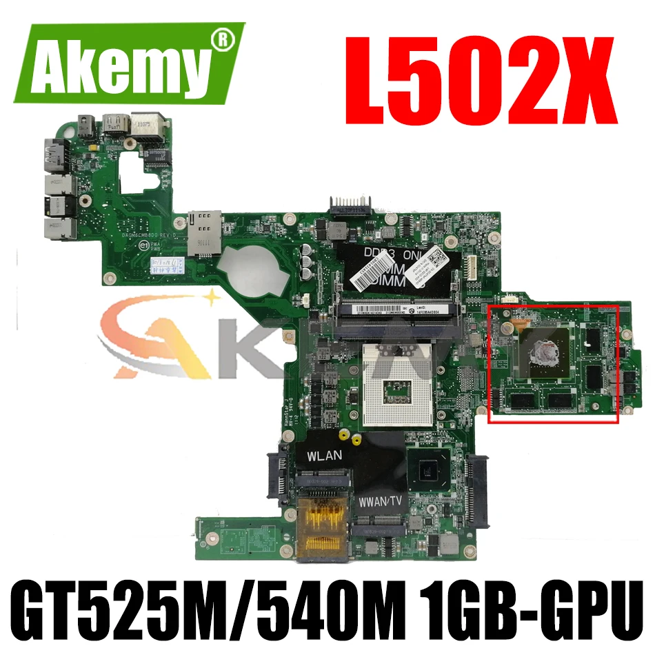 DAGM6CMB8D0 материнская плата для ноутбука Dell XPS L502X портативного компьютера с HM65 GT525M/540