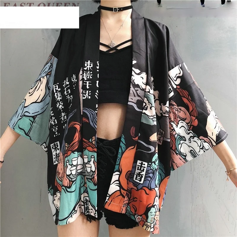 

Kimonos Woman 2021 Japanese Kimono Cardigan Cosplay Shirt Blouse for Women Japanese Yukata Female Summer Beach Kimono