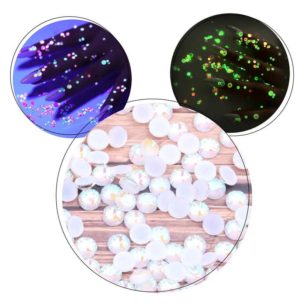 

Fluorescent Rhinestone New Glass Flatback Luminous Strass ss6-ss30 Fluorescent White AB Color DIY Nail Jewelry Decorations