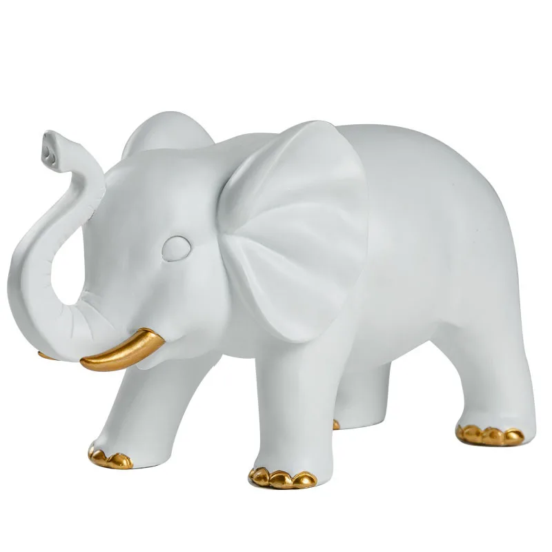 

Painted Elephant Lovely Animal Statue Desktop Decor Ornaments Resin Crafts Gilded Figurines Home Decoration Accessories Modern
