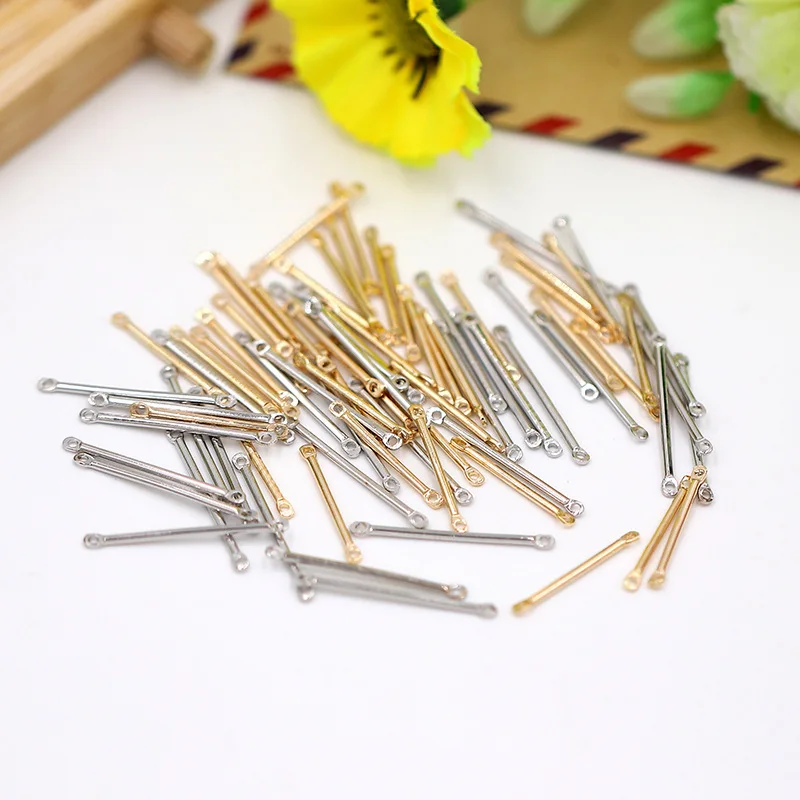 50 шт./лот Двойной цилиндрический стержень для сережек соединительный