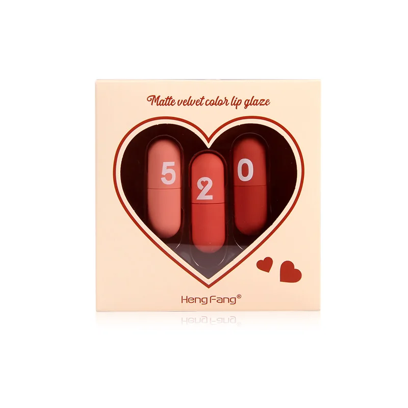 3 шт. мини-капсула бархатная губная глазурь не маркирующая помада водостойкая