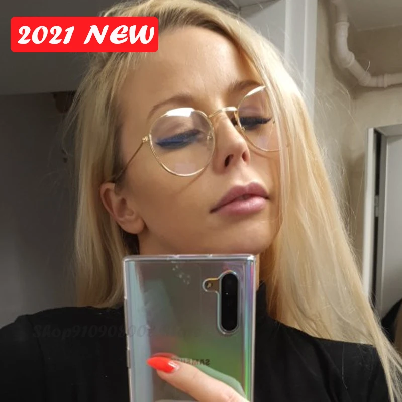 

2021 Round Glasses Frame Women Vintage Glasses Women Clear Lens Eyeglasses Frames Women/Men Metal Lentes De Lectura Mujer
