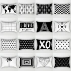 Простой черно-белый декоративный чехол для подушки с геометрическим рисунком, 30*50 см