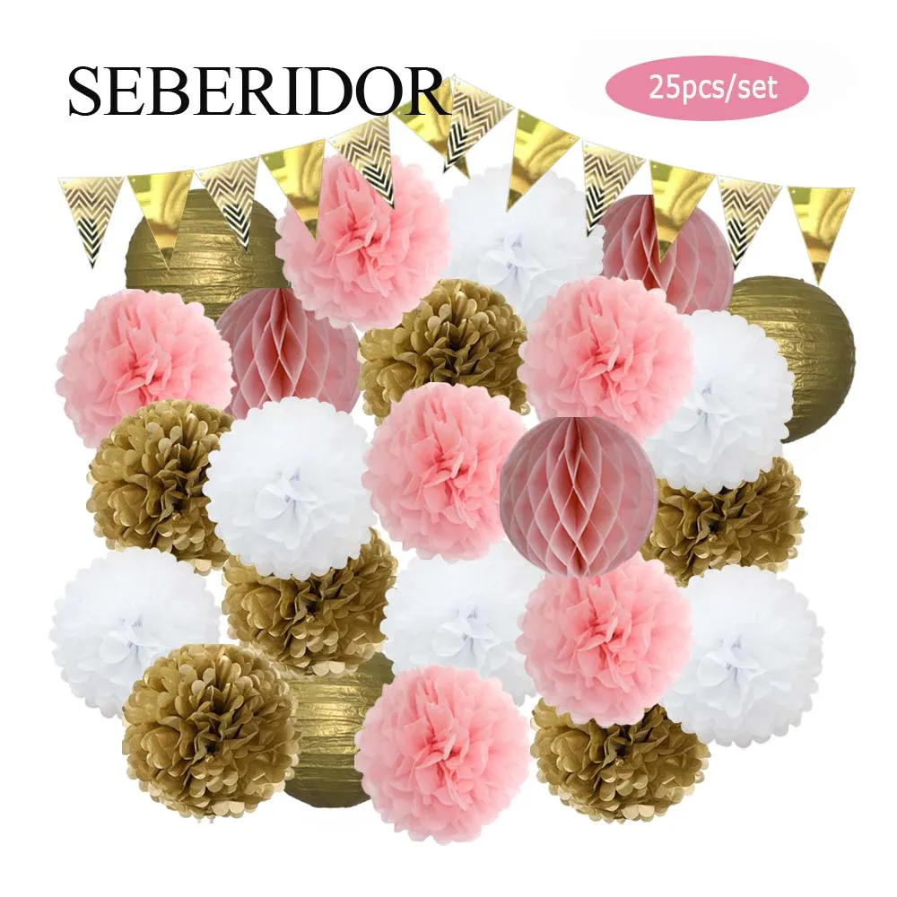 Рождественская вечеринка золотой зеленый комплект подвесные круглые бумажные