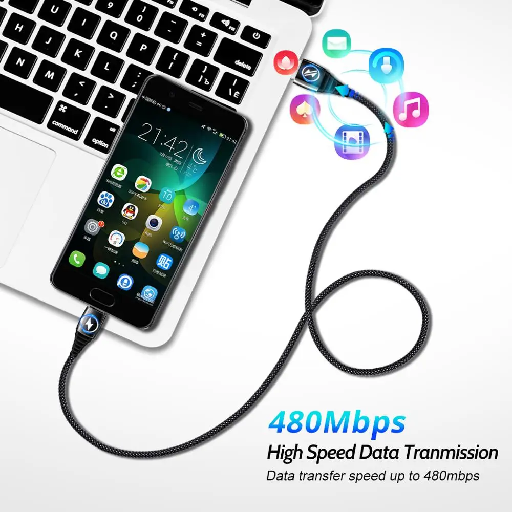 Кабель USB Type C для телефона 5 А шнур быстрой зарядки цинковый сплав 0 3 м 1 нейлоновая