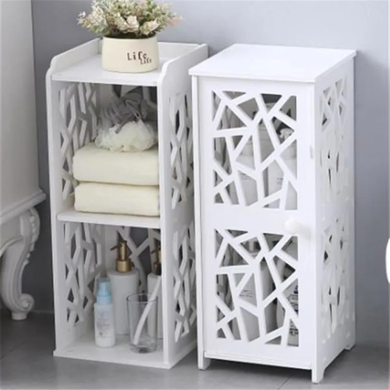 

Bathroom Toilet Furniture Cabinet White PVC Shelf Tissue Storage Rack 2 Type 28*28*120cm Toilet Organizer 2 Layers Cabinet
