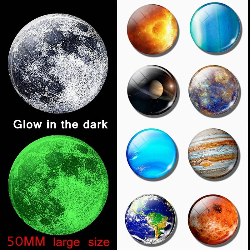 Луна планеты Туманность магниты на холодильник большая 50 мм Стеклянная