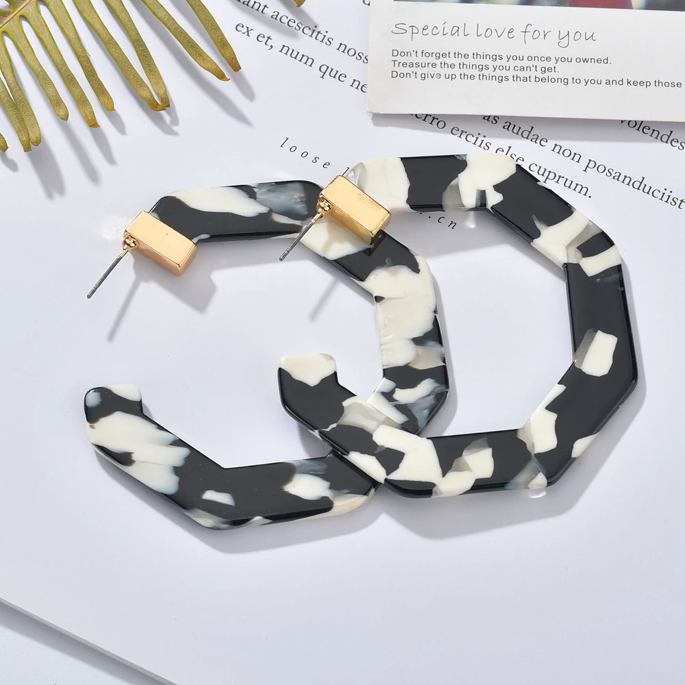 New Tortoiseshell Resin Alloy Ring Earrings Bohemian Acrylic Combination Circles Exquisite For Women Factory Wholesale | Украшения и