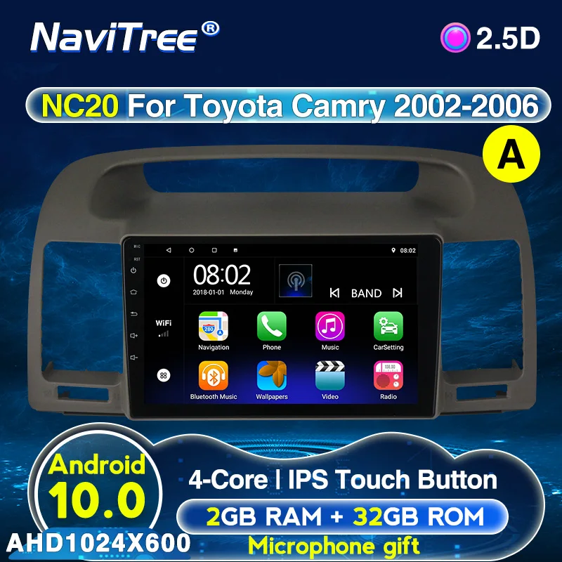 2din Android 10 0 2 ГБ 32 для Toyota Camry 5 XV 30 2001 2006 Автомобильный мультимедийный видеоплеер