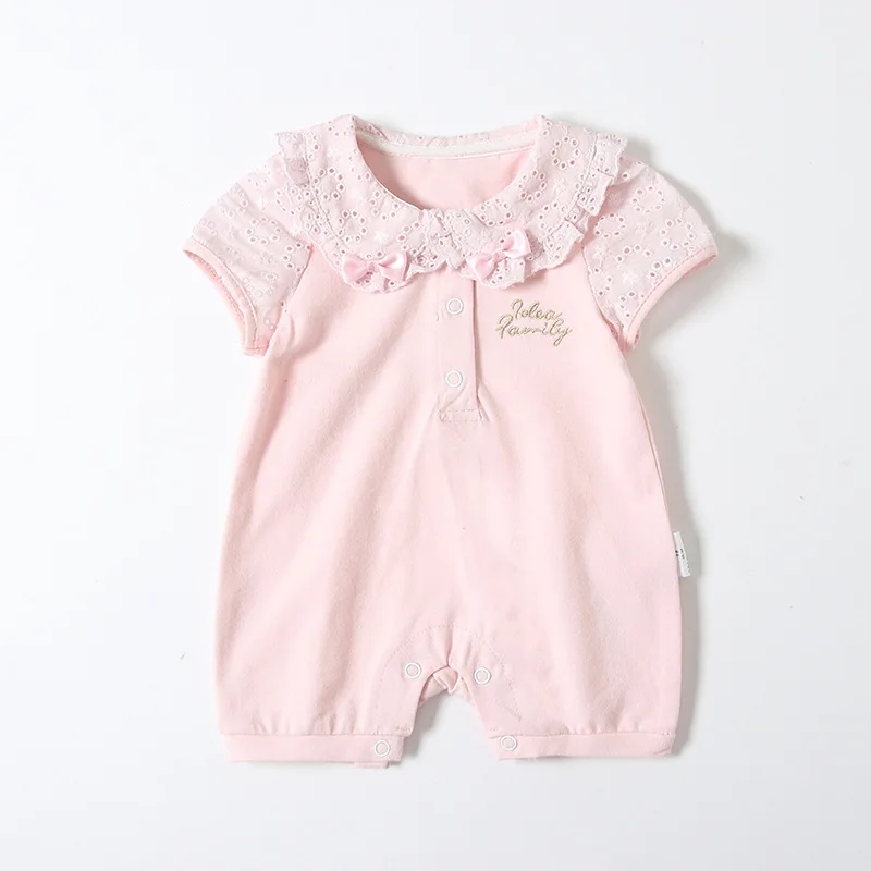 

TONSEN 0-2Y Baby Girl Romper Clothes Pure White Pink Ruffled Collar Jumpsuit Infant Outfit Onesie Toddler Babe Costume Baptism