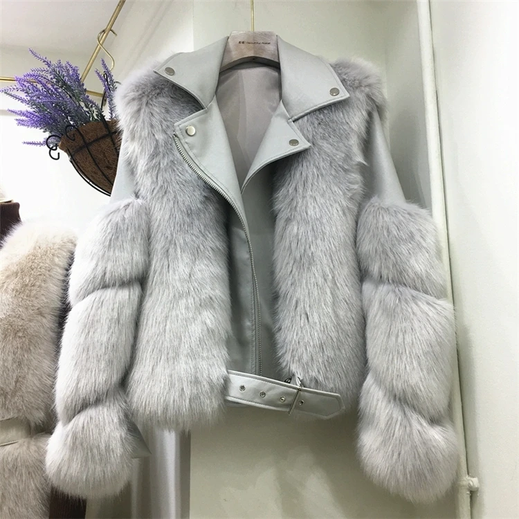 ZDFURS* Новое Поступление Женское зимнее плотное меховое пальто натуральный Лисий мех жилет высокое качество Лисий жилет меховой жилет - Цвет: light grey