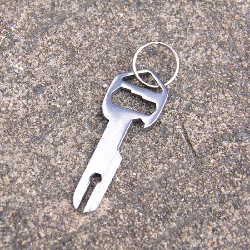 

1PC Portable Stainless Steel Keychain Key Tool Pendant Wrench Bottle Opener Mini Unpacking knife Outdoor Multi-tool For Camping