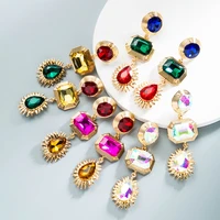 colorful crystals multicolor zircon long drop earrings for women fashion jewelry accessories dangling pendiente bijoux wholesale