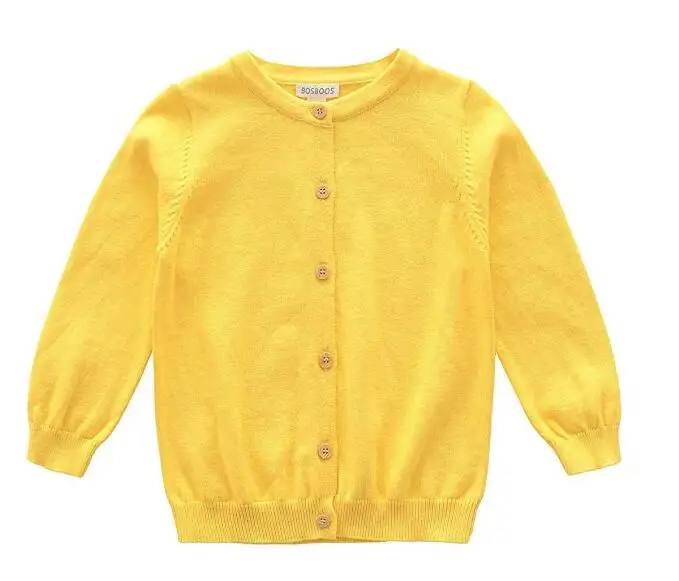 BOSBOOS/однотонное Вязаное болеро из 100% хлопка с длинными рукавами для маленьких