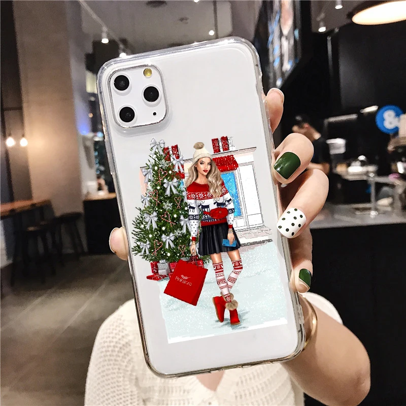 2021 новогодний модный Рождественский силиконовый чехол для девочек iPhone 12pro Xs 11 Pro