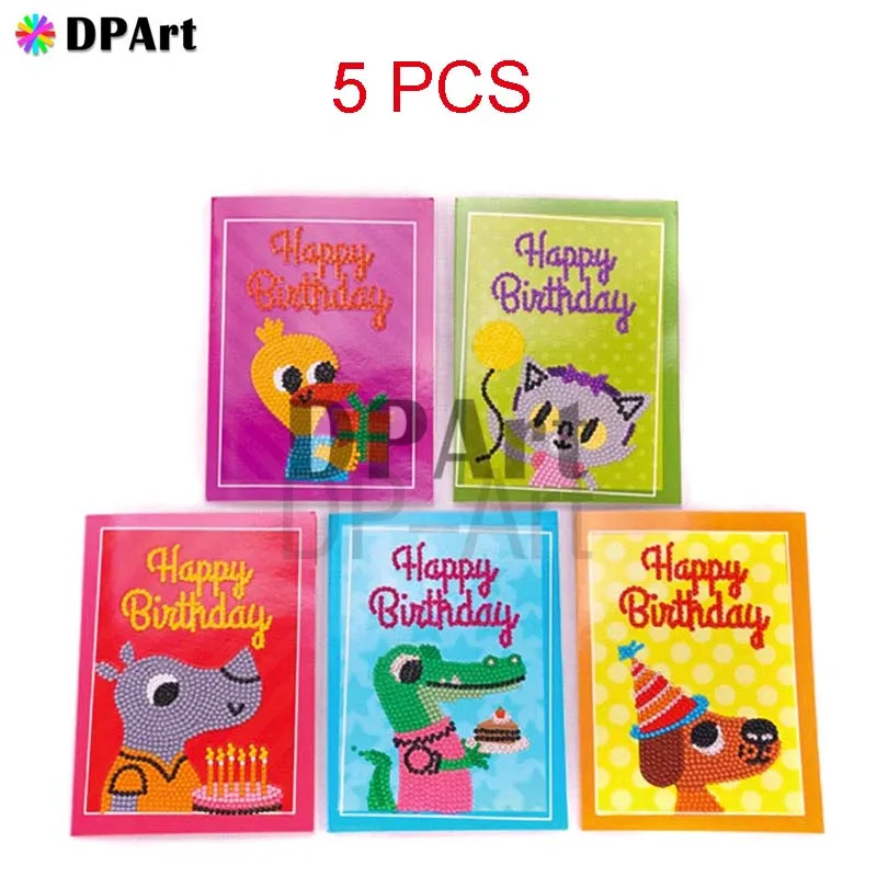 5pcs Алмазная картина открытка Рождественская открытка поздравительная открытка на день рождения подарок 5D круглая дрель Санта-Клаус С Рождеством M992 - Цвет: 5pcs