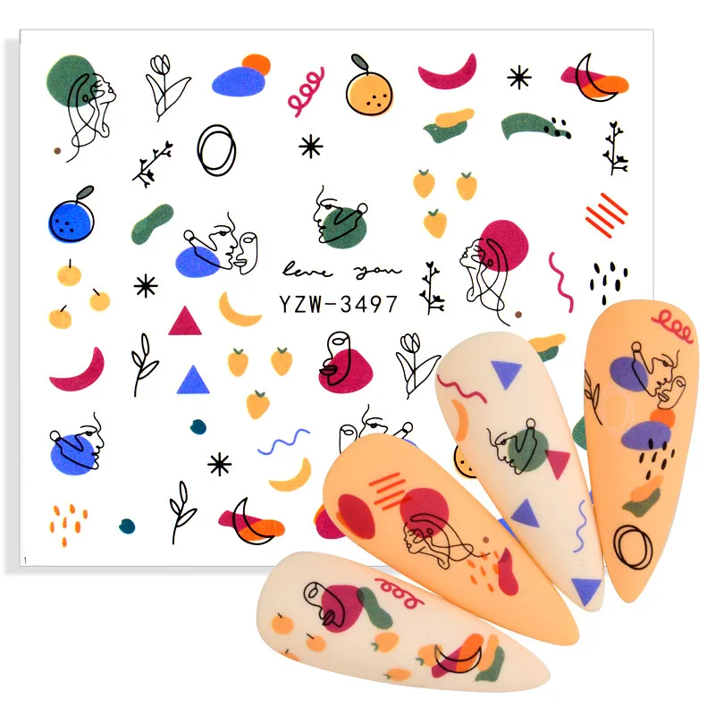 Милые 3d-наклейки с фруктами для ногтей бананы клубники оранжевые наклейки