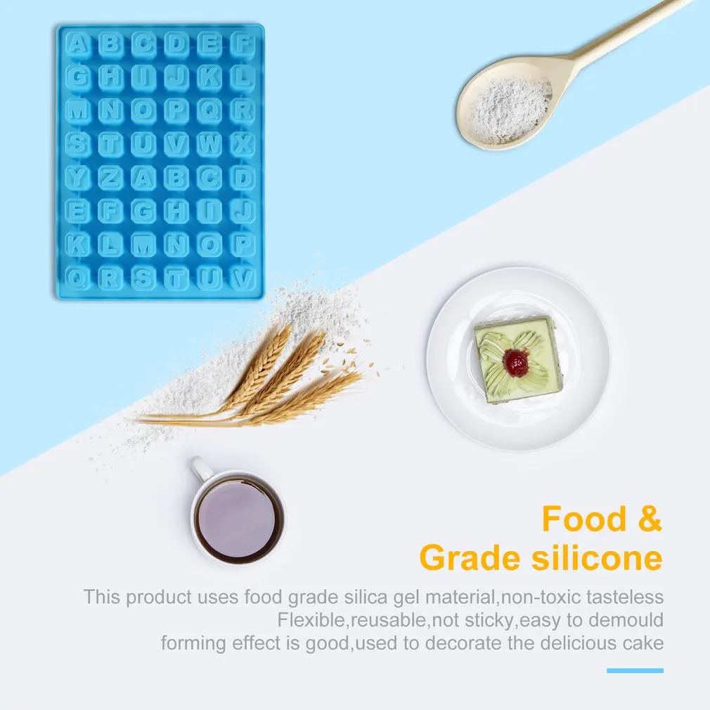 Синий 48 полости слотов Английский алфавит силиконовые формы для изготовления