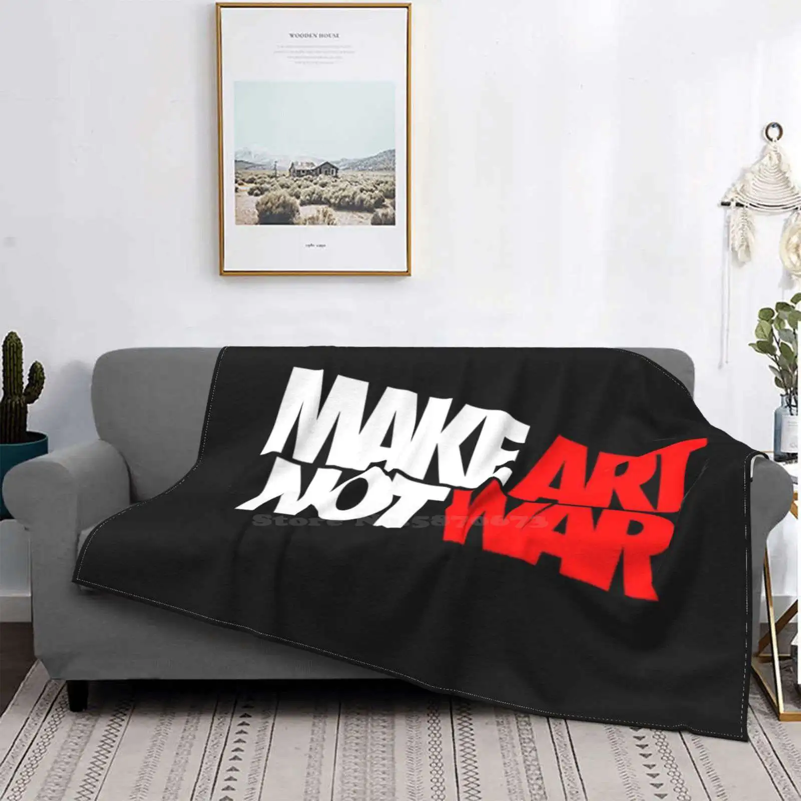 

Фланелевое мягкое одеяло Make Art Not War с принтом на заказ