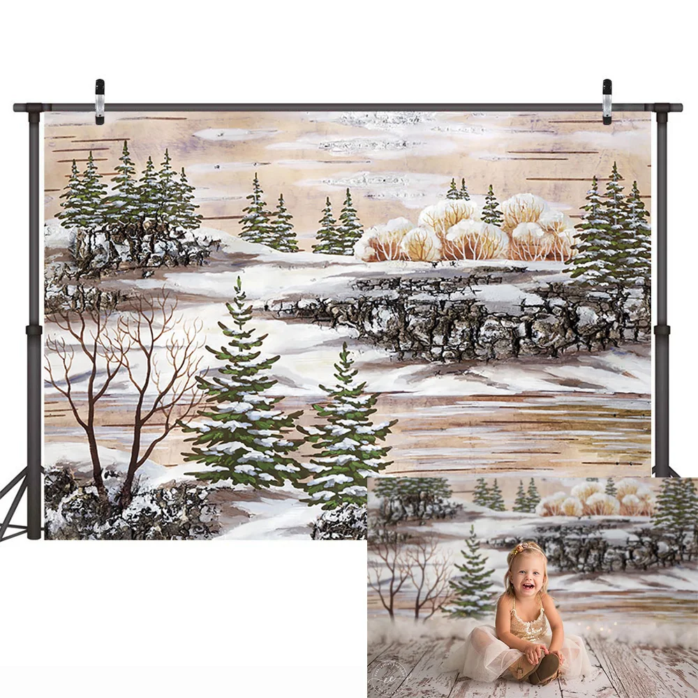 

Christmas Newborn Children Photography Backdrops Winter Snow Kid Birthday Background Oil Painting Newborn Baby Portrait Backdrop