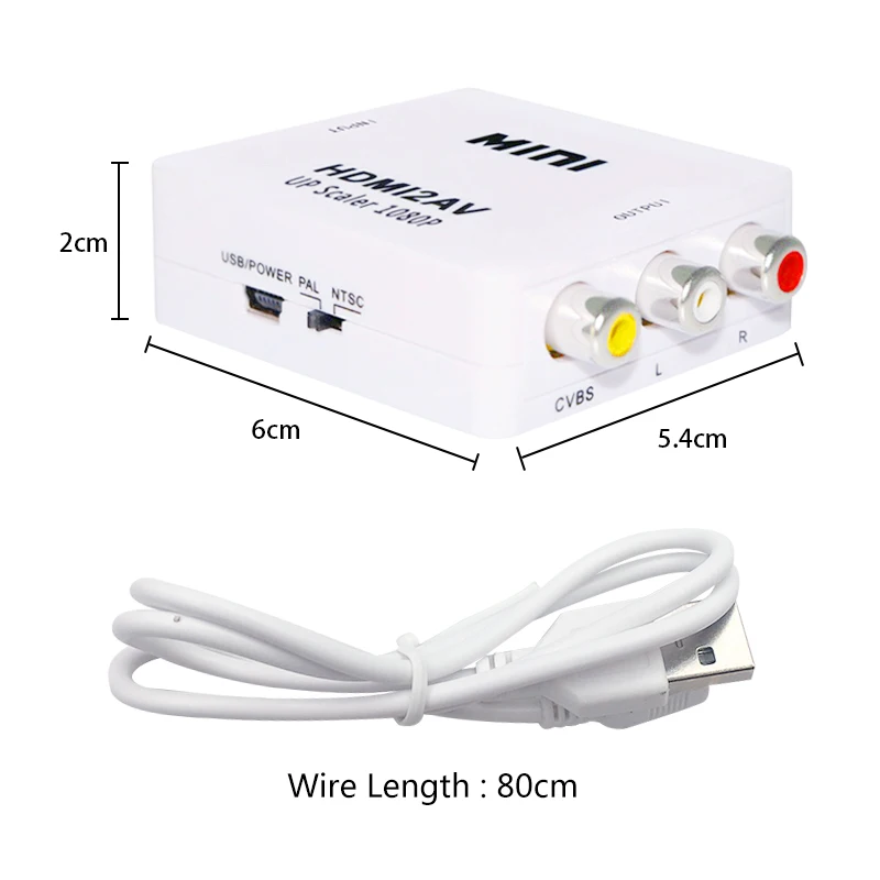 Адаптер-преобразователь Hdmi-Rca HDMI-AV преобразователь HD-видео 1080P HDMI2AV Поддержка NTSC PAL