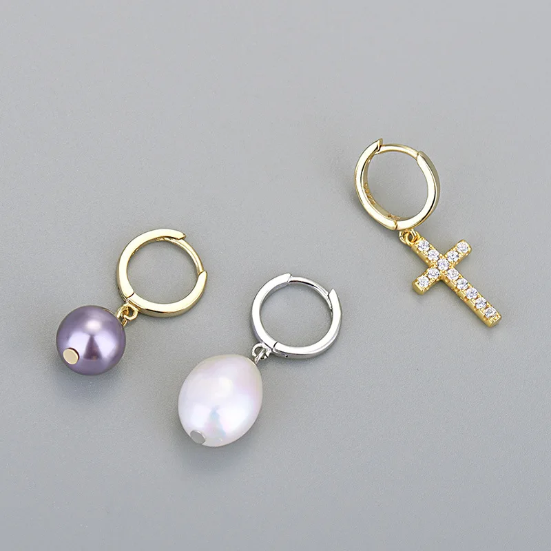 925 Sterling Silver Color Gold Earring Punk Rock Style Safety Pin Ear Hook Stud Earrings Exquisite Jewelry Making Accessories