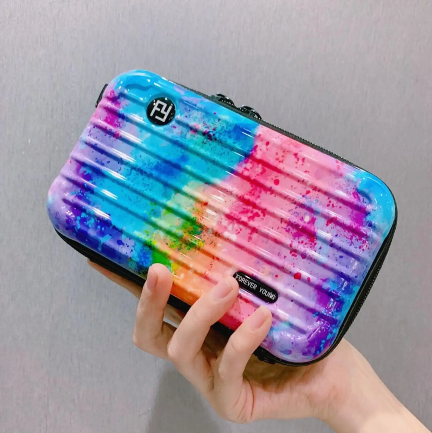 Multicolor Косметичка для хранения, чемоданная форма, органайзер для ювелирных изделий, для путешествий, сумка для макияжа, переносная/сумка на плечо, косметичка, женские сумки для макияжа - Color: Multicolor