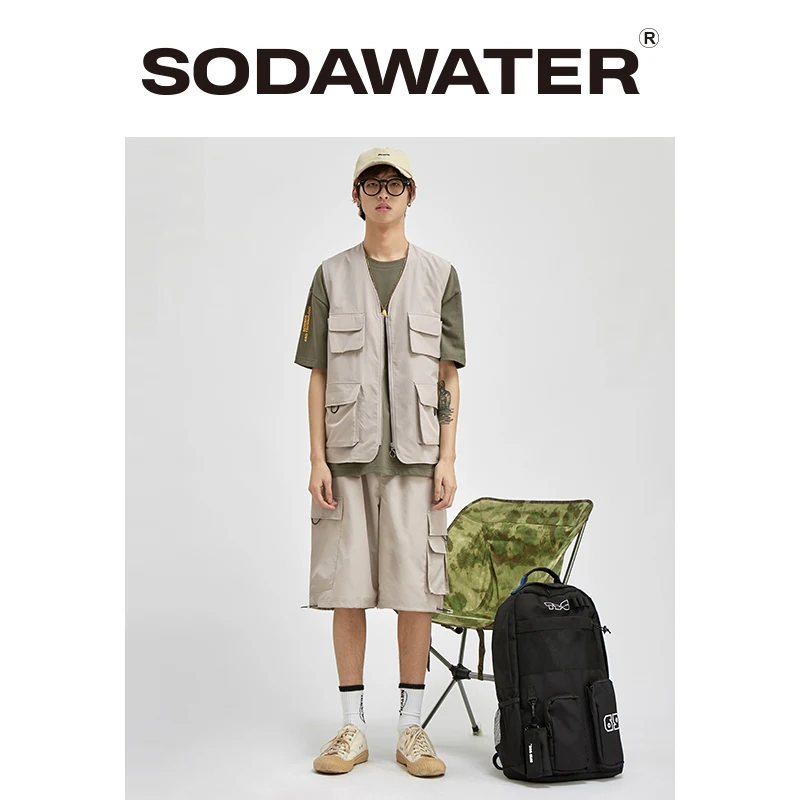 Мужской уличная одежда SODAWATER спортивный костюм в стиле хип-хоп жилетка без