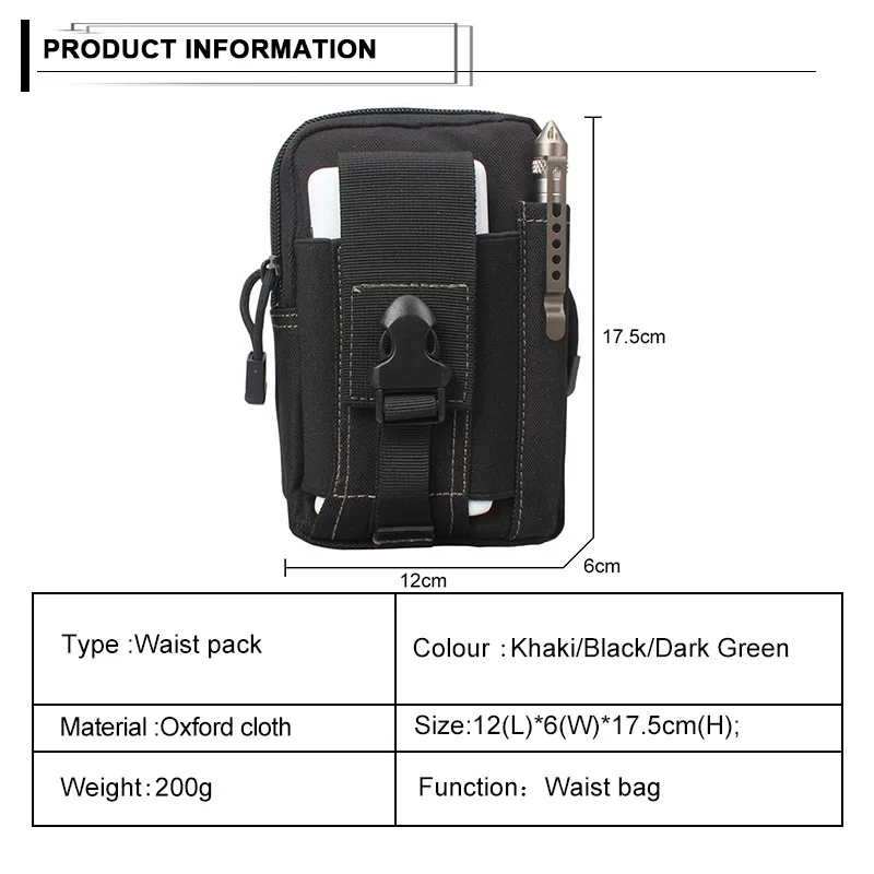 Men Waist Bag Canvas Fanny Pack Belt Phone Drop Leg Bags Military Zipper Waterproof Phone Waist Packs 6.8 inch Cellphone Bum Bag