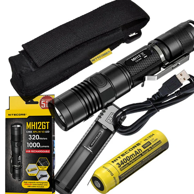 NITECORE 1000 лм MH12GT XP L HI V3 светодиодный USB Перезаряжаемый Фонарик спасательный