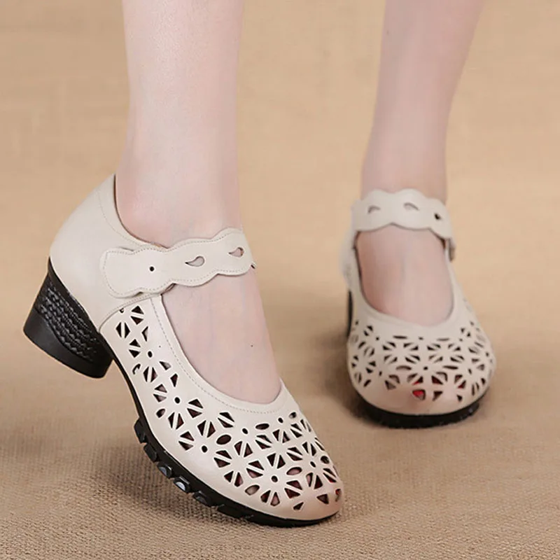 

TIMETANG Retro Pumps Women Shoes Genuine Leather Buckle Mary Jane Shoes Heels Summer Vintage Party Wedding Ladies Shoes E838