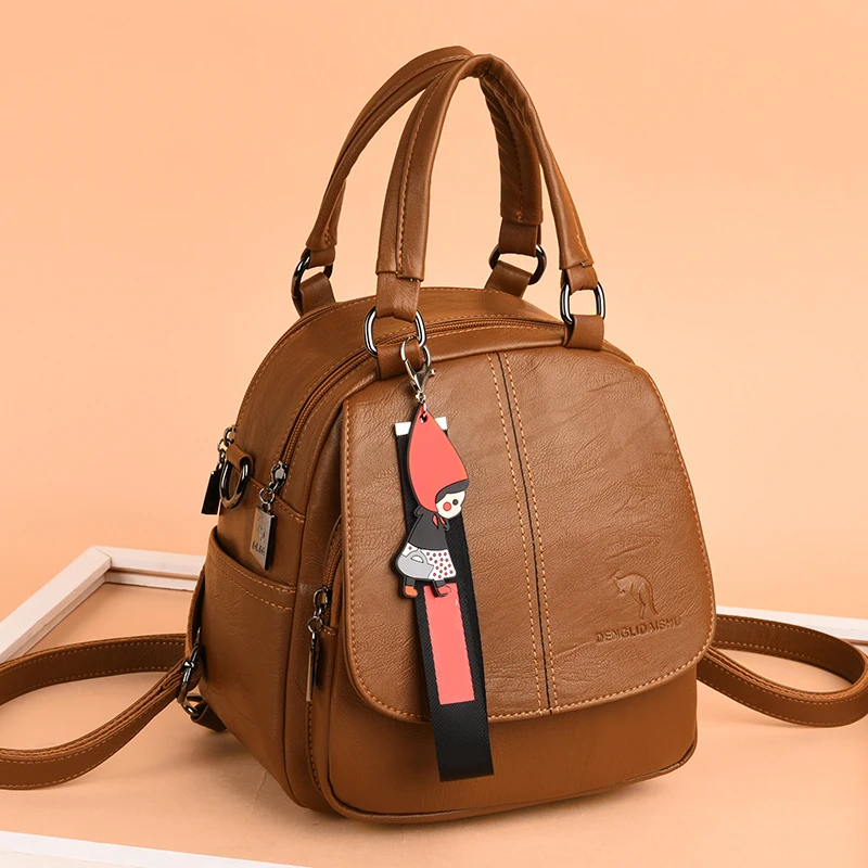 

New Women Leather Backpacks Vintage Female Shoulder Bag Sac a Dos Travel Ladies Bagpack Mochilas School Bags For Girls Preppy