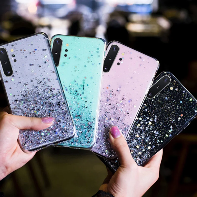 Блестящий Прозрачный чехол для samsung Galaxy A10S A20S A80 A70 A50 A30 S10E S10 5G S9 S8 плюс A7 A9 A2018 Note10 Мягкая обложка