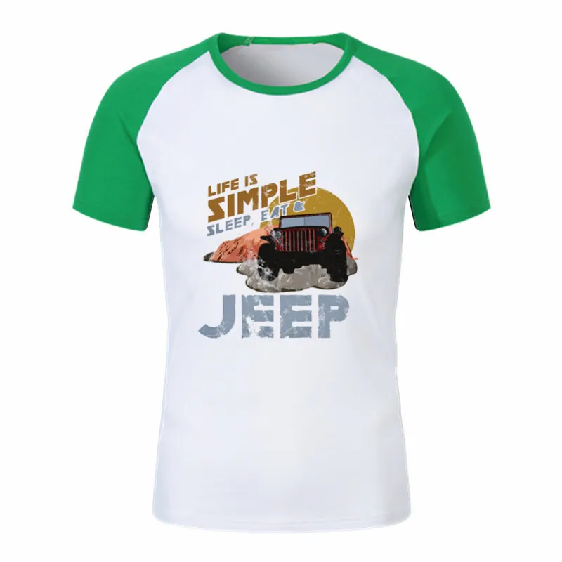 Jeep Графические футболки, рубашка с аркадным принтом, Мужская футболка, Повседневная футболка с коротким рукавом, Мужская Уличная одежда - Цвет: P1774A-green