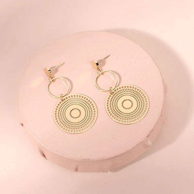 Hollow Geometric Circle Earrings European and American Ethnic Bohemian Round | Украшения и аксессуары